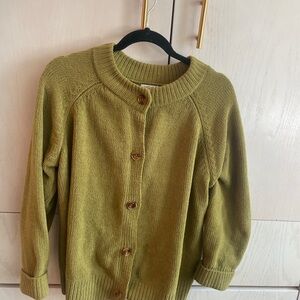 Olive Green Button-Front Women's Sweater Cardigan